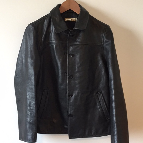j crew black leather jacket